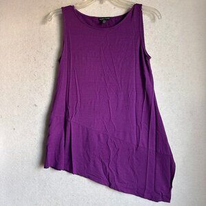 EILEEN FISHER Tank Top S Viscose Stretch Jersey sleeveless Asymmetric purple USA